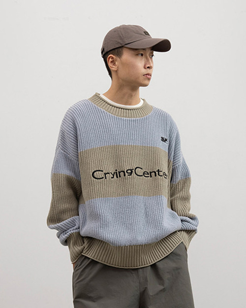 CRYINGCENTER 로고 컬러블록 스웨터 (2 컬러)