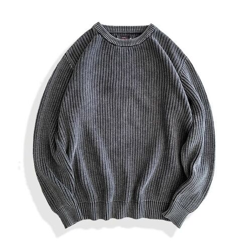 XILIBU 코튼 크루넥 스웨터 (다크그레이)