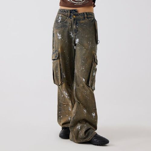 CONP Acid-washed Ink Cargo Jeans (블루)