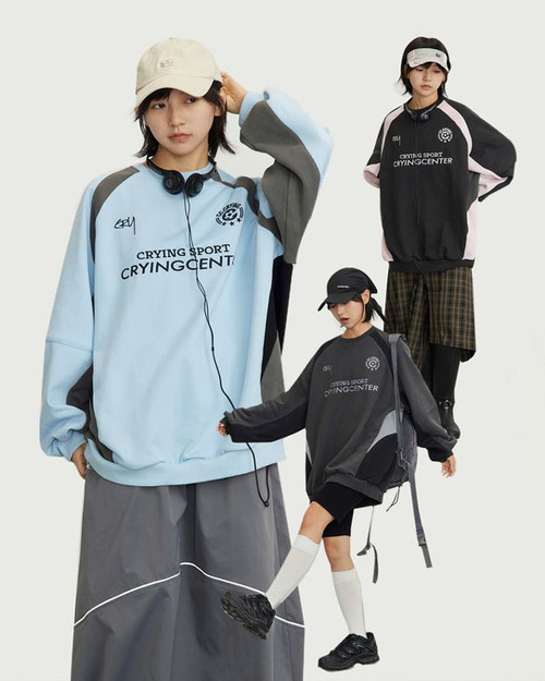 CRYINGCENTER 블록 스포츠 스웨트셔츠 (3 컬러)
